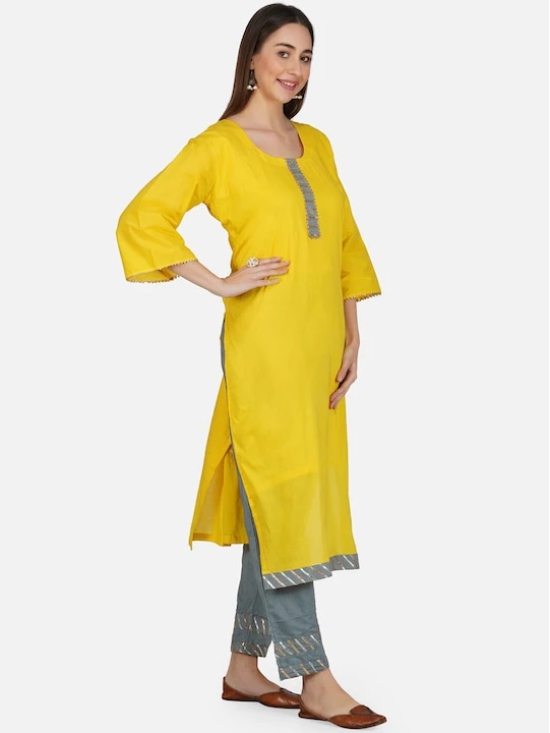 Gotta Patti Pure Cotton Kurta with Trousers & Dupatta