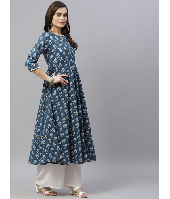 miravan - Blue Cotton Women's Anarkali Kurti ( Pack of 1 ) - None