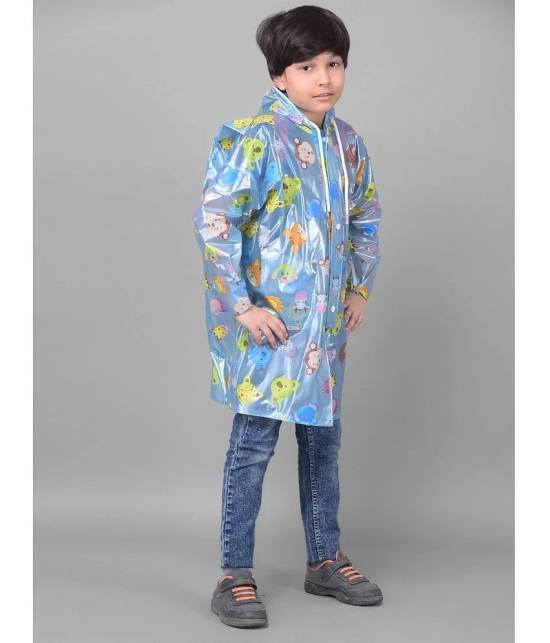 Dollar Rainguard Kids Full Sleeve Face Printed Long Raincoat With Adjustable Hood and Pocket - None