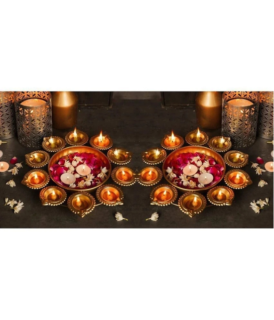 METAL MESTERY Gold Floor Iron Tea Light Holder - Pack of 2