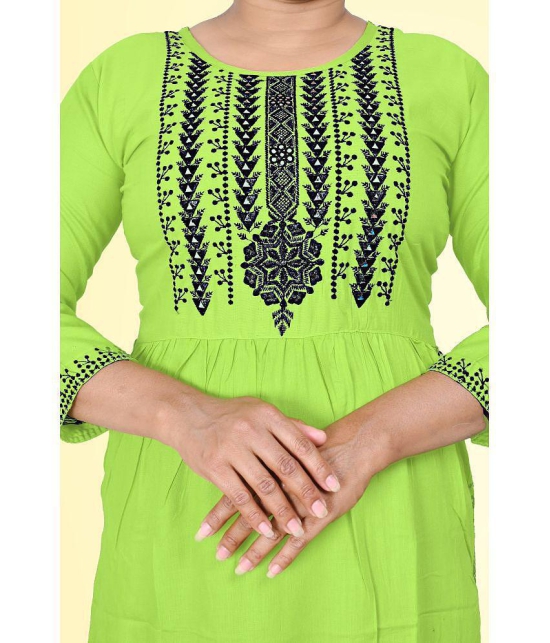 haya fashion - Lime Green Rayon Women's Straight Kurti ( Pack of 1 ) - None