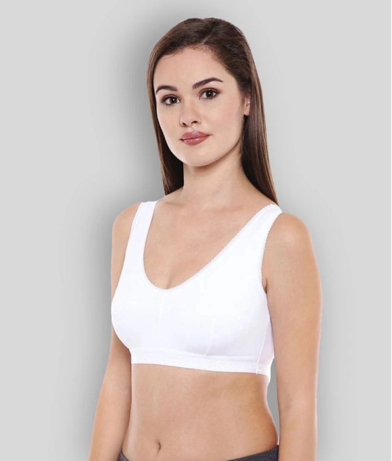 Bodycare Cotton Lycra Sports Bra - White - 36B