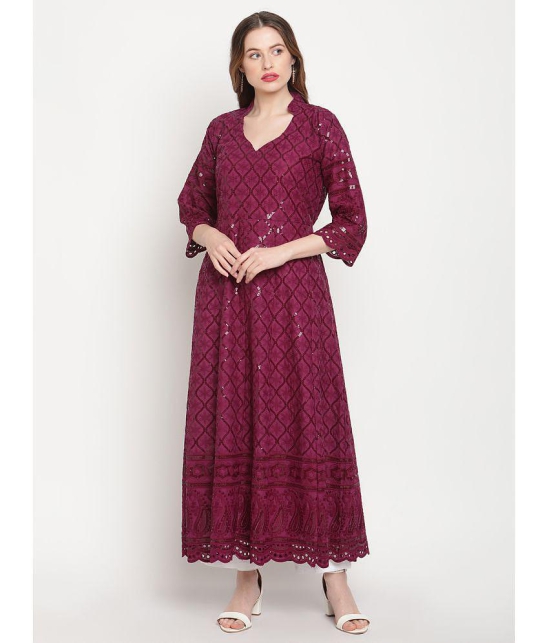 Queenley - Purple Cotton Women's Flared Kurti - None