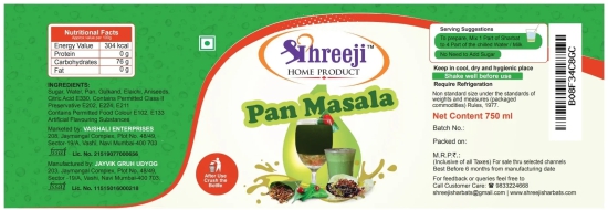 Shreeji Pan Masala Syrup Mix with Water / Milk for Making Juice 750 ml