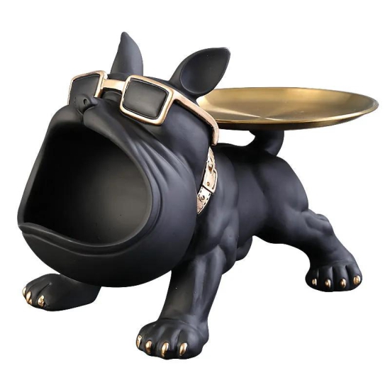 BULLDOG STORAGE BUTLER SCULPTURE-Black