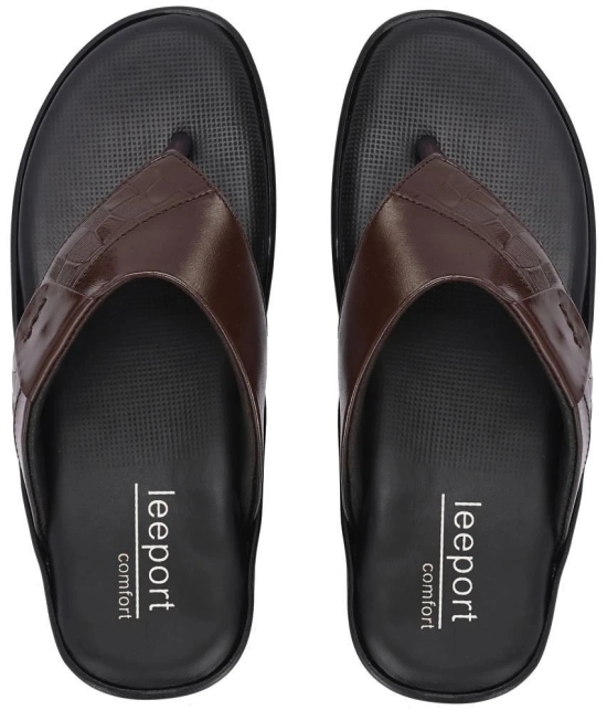 Leeport Brown Mens Thong Flip Flop - None