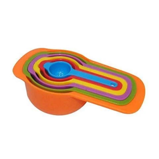 STORE77® 6Pcs Rainbow Colorful Measuring Cups and Spoons Set Includes:1/2Tbls, 1Tbls,1/4 Cup,1/3 Cup,1/2 Cup,1cup Capacity:250ml 125ml 85ml 60ml 15ml 7.5m Baking Measuring Cups Spoons (Random Color)