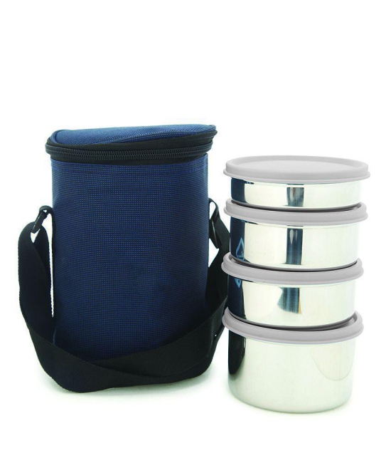 HOMETALES Stainless Steel Lunch/Tiffin Box,200ml,350mlx2,500ml,Assorted Color (4U), With Soft Pouch