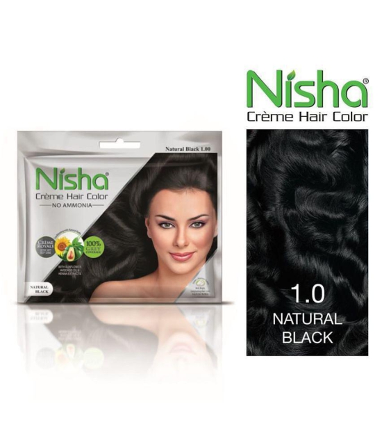 Nisha CREME HAIR COLOR Permanent Hair Color Black NATURAL BLACK 40 g Pack of 10