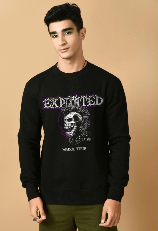 The Exploited Printed Black Sweatshirts By Offmint-L