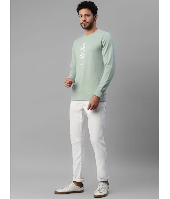 UrbanMark Men Regular Fit Printed Full Sleeves Round Neck Fleece Sweatshirt-Mint Green - None