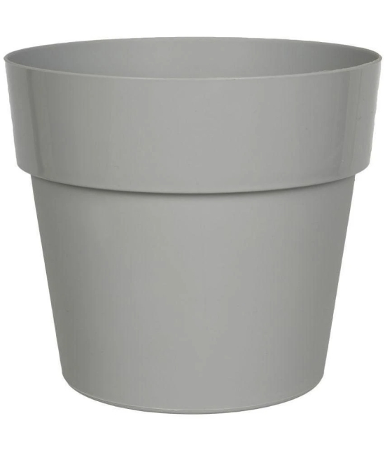 HOMETALES Grey Color Plastic Pots & Planters for Gardening, Indoor & Outdoor ( Pack of 2 ) - 14cm (Length) - Grey