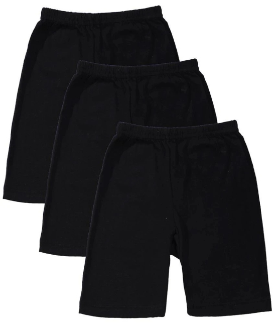 Bodycare - Black Cotton Girls Cycling Shorts ( Pack of 3 ) - None