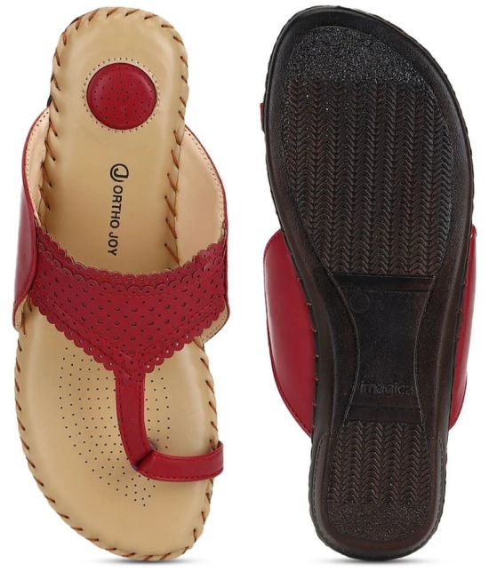 ORTHO JOY - Maroon Womens Flats - None