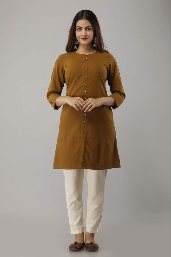 JAIPURETHNICWEAVES Women's Cotton Slub Solid Straight Tunic Kurti