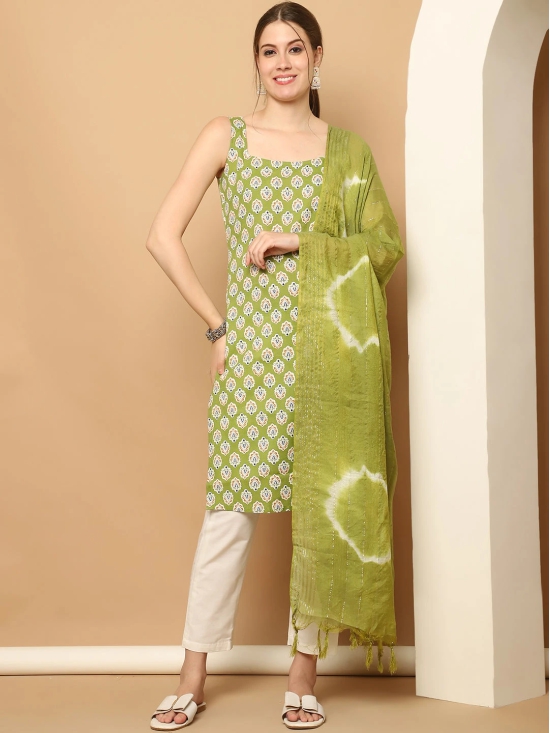 Green printedKurta with pallazos dupatta set-XL / Green