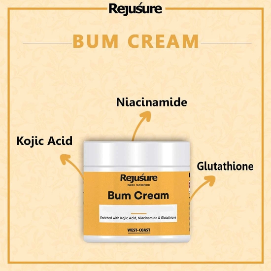 Rejusure Bum Cream with Glutathione Niacinamide  Kojic Acid- 50gm Pack of 3-Rejusure Bum Cream with Glutathione, Niacinamide & Kojic Acid- 50gm (Pack of 3)