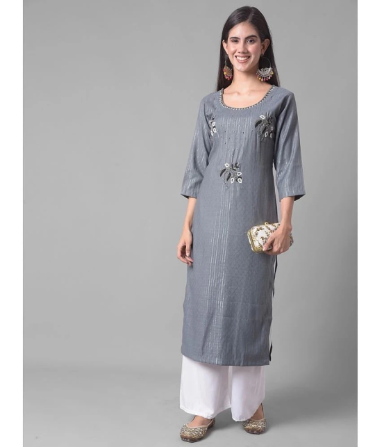 Dollar Missy Cotton Blend Striped Straight Womens Kurti - Grey ( Pack of 1 ) - None