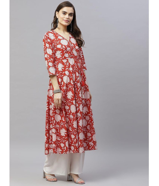 miravan - Red Cotton Women's Angrakha Kurti ( Pack of 1 ) - None