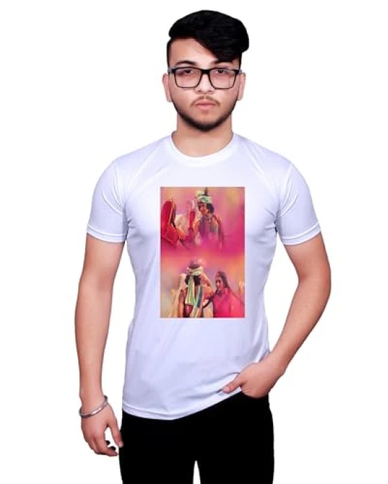 NITYANAND CREATIONS Round Neck White Holi T-Shirt for MEN-HOLI-T-SHIRT-11556-XL