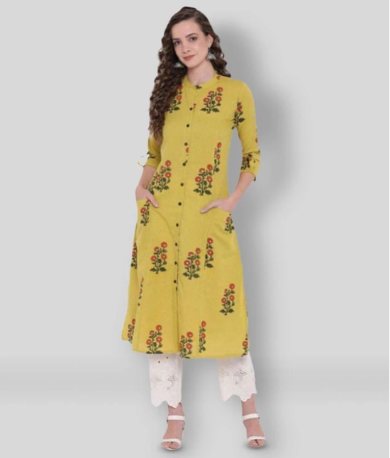 Divena - Yellow Cotton Womens Front Slit Kurti ( Pack of 1 ) - S