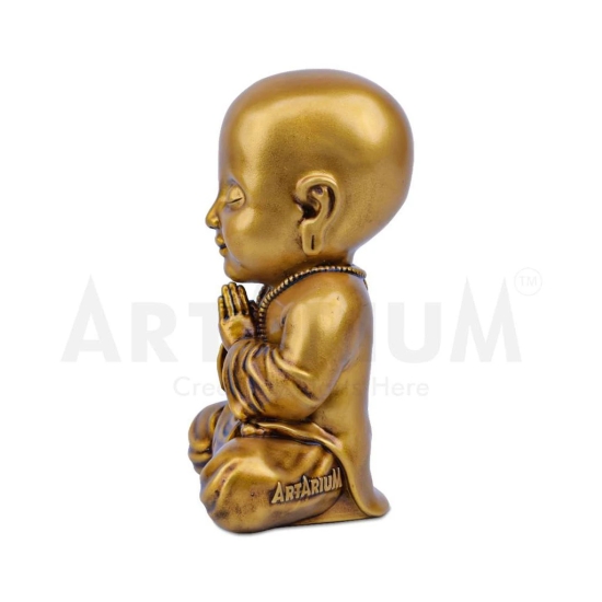 Artarium Resin Baby Monk Statue Idol Showpiece Figurine for Car Dashboard Table Top Home Decoration