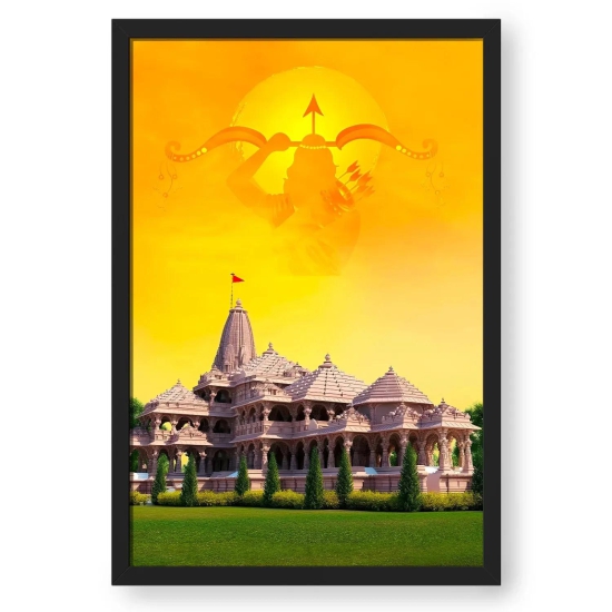 Ram Janambhumi In Saffron Background-Luxe (20 X 30 Inches) / Canvas / Gallery Wrap