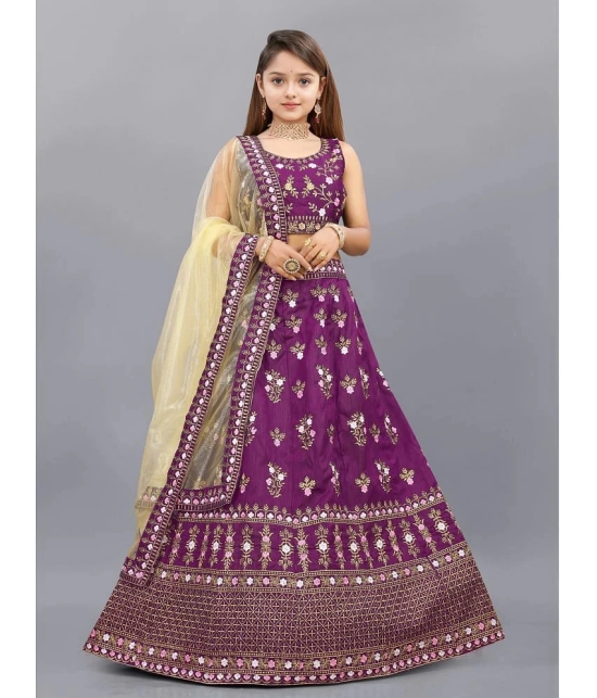 Apnisha Purple Silk Girls Lehenga Choli Set ( Pack of 1 ) - None