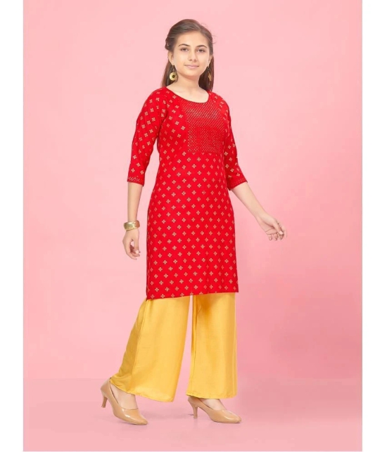 Aarika Red Rayon Girls Kurti ( Pack of 1 ) - None