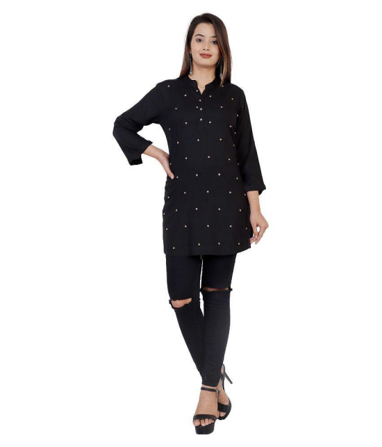 HIGHLIGHT FASHION EXPORT - Black Rayon Womens Straight Kurti ( Pack of 1 ) - M