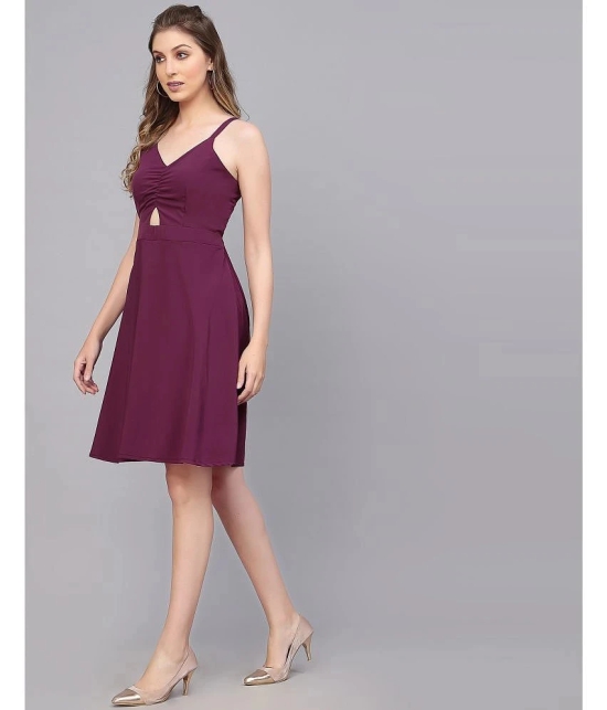 Selvia Crepe Solid Midi Womens Cut Out Dress - Wine ( Pack of 1 ) - None