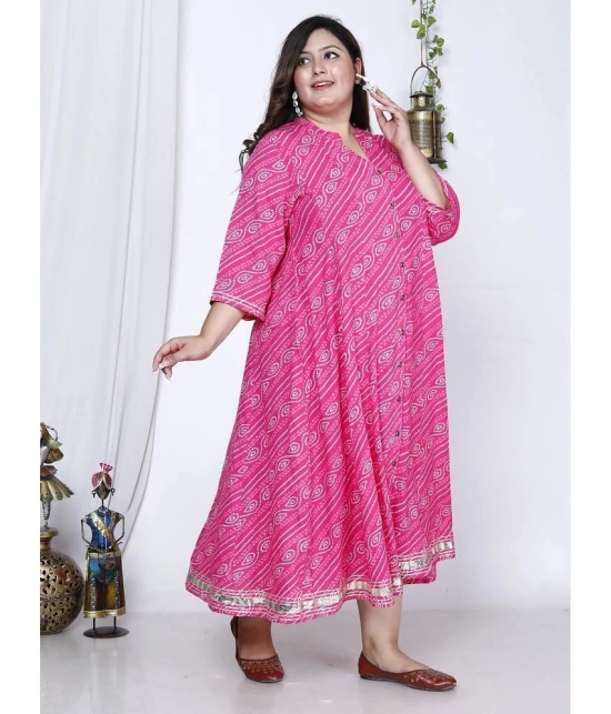 Swasti Cotton Blend Printed Flared Womens Kurti - Pink ( Pack of 1 ) - None