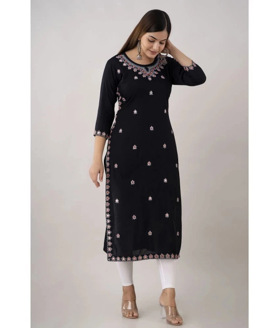 Kapadia - Black Rayon Womens Straight Kurti ( Pack of 1 ) - None