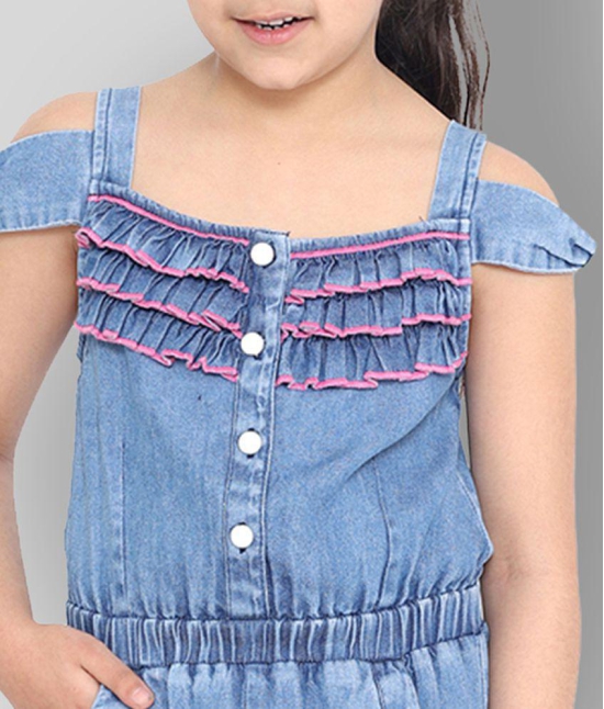 Naughty Ninos - Blue Denim Girls Jumpsuit ( Pack of 1 ) - None