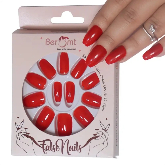 GLOSSY STILLETO NAILS (NAIL KIT INCLUDED)-Red