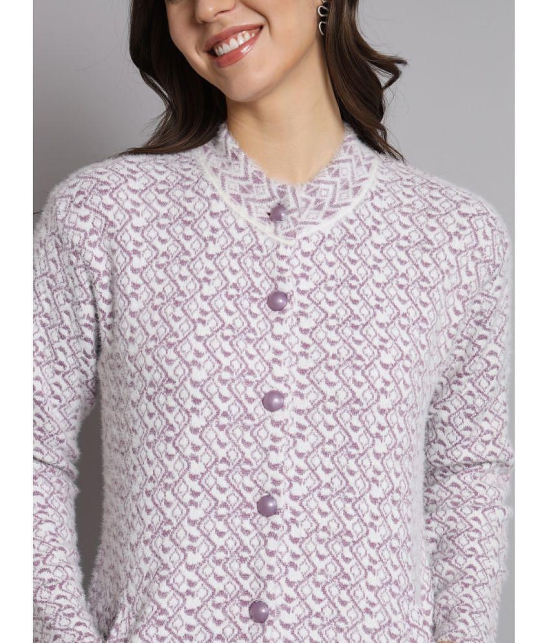 eWools.in Woollen Round Neck Women's Buttoned Cardigans - Purple ( ) - None