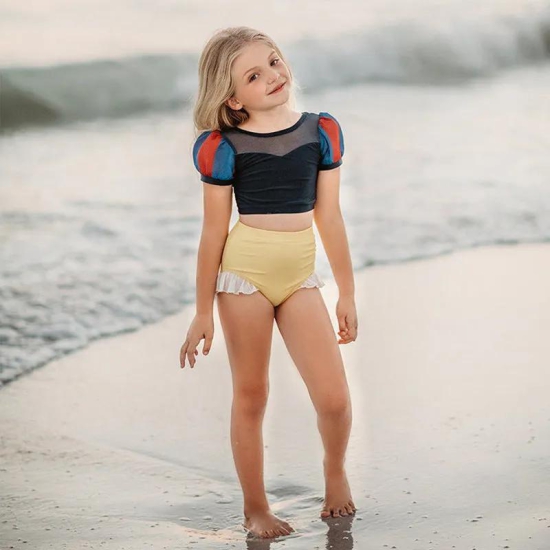 Princess Tankini with crop top and high rise shorts-110 (3-4yr)