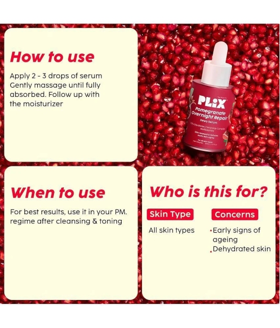 Plix Pomegranate Overnight Repair Dewy Serum for Ageless Younger Skin,Reduce Wrinkles(30 ml)