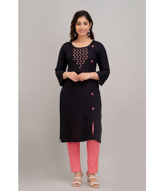 Kapadia - Black Rayon Women''s Front Slit Kurti ( Pack of 1 ) - None