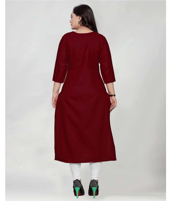 BROTHERS DEAL - Maroon Cotton Blend Women's Straight Kurti ( Pack of 1 ) - None