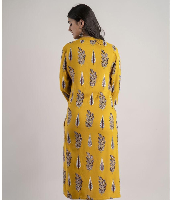 MAUKA - Yellow Rayon Womens Straight Kurti ( Pack of 1 ) - None