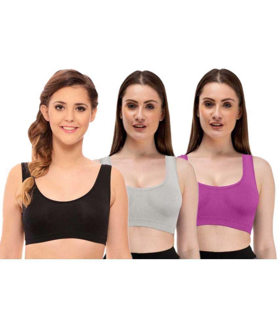 ComfyStyle Nylon Air Bra - Multi Color Pack of 3 - None