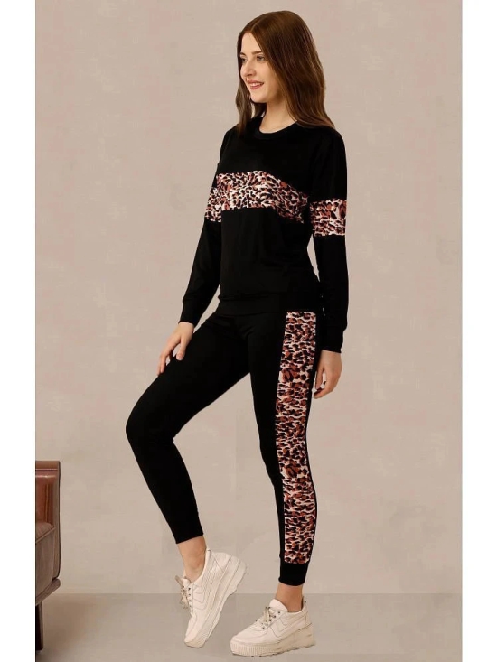 DTR FASHION Black Cotton Blend Printed Tracksuit - Pack of 1 - None