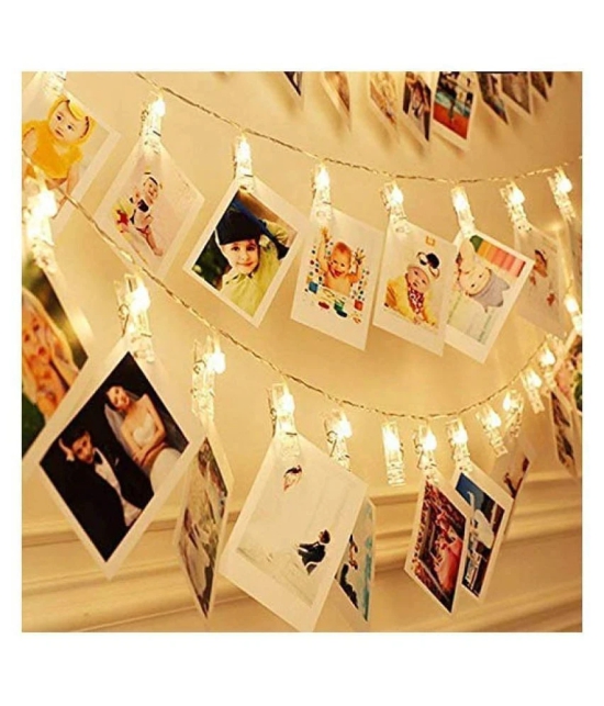 YUTIRITI  20 LED Photo Clip String Home Lights for Hanging Photos Cards Memos Home Office Bedroom Decoration (Warm)