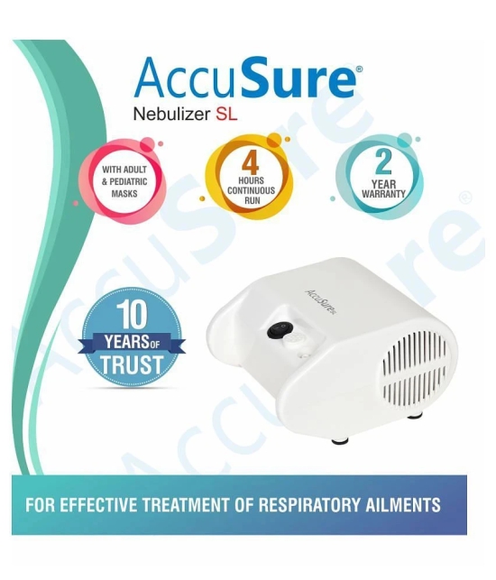 AccuSure SL Nebulizer Compressor Machine for Kids & Adult with Mouth Piece and Mask(White)