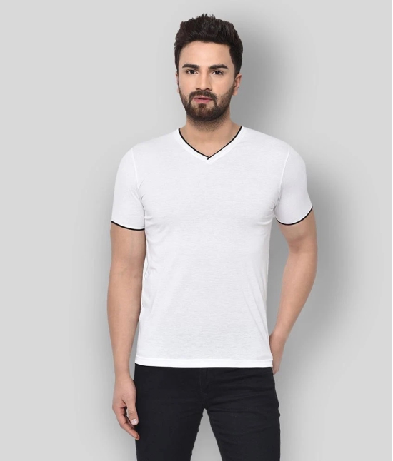 Glito - White Cotton Blend Regular Fit Mens T-Shirt ( Pack of 1 ) - None