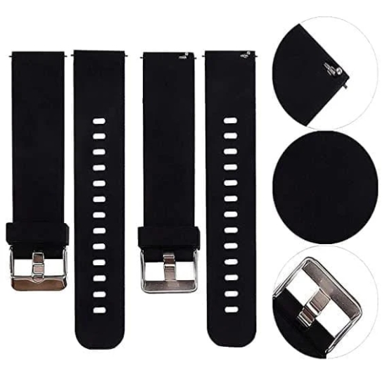 Exelent Smart Watch Strap 19mm Compatible for Any Smart Watch with 19mm Lugs Width Soft Silicone Replacement Adjustable Waterproof Black