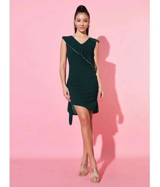 Addyvero Cotton Blend Solid Above Knee Womens Bodycon Dress - Green ( Pack of 1 ) - None