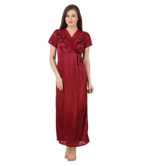 Fasense Satin Robes - Maroon - L