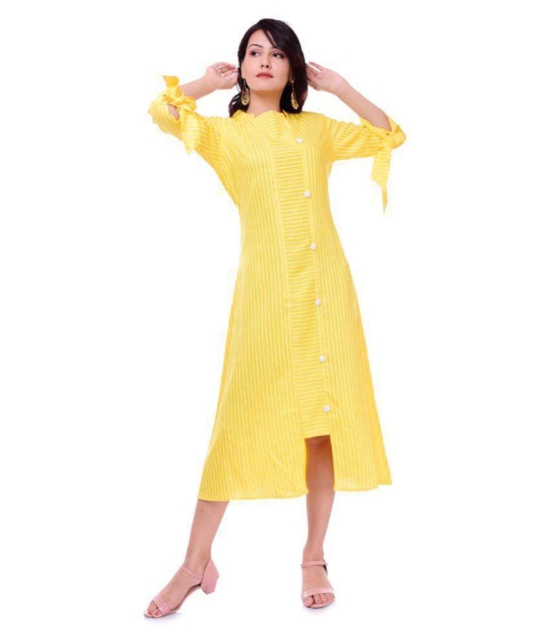 Rangun - Yellow Rayon Women's Asymmetrical Kurti ( Pack of 1 ) - L